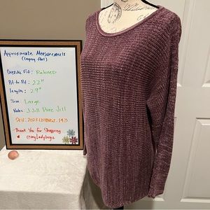 Like New J.Jill Pure Jill Tunic length sweater marbled purple color size LG